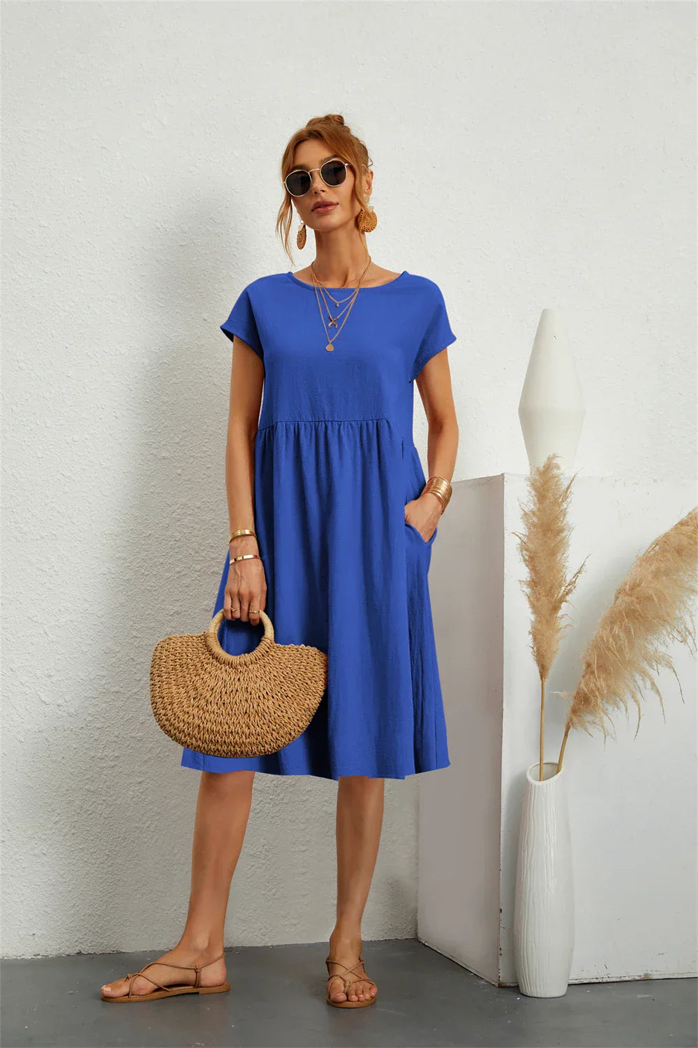Vestido midi acampanado para mujer
