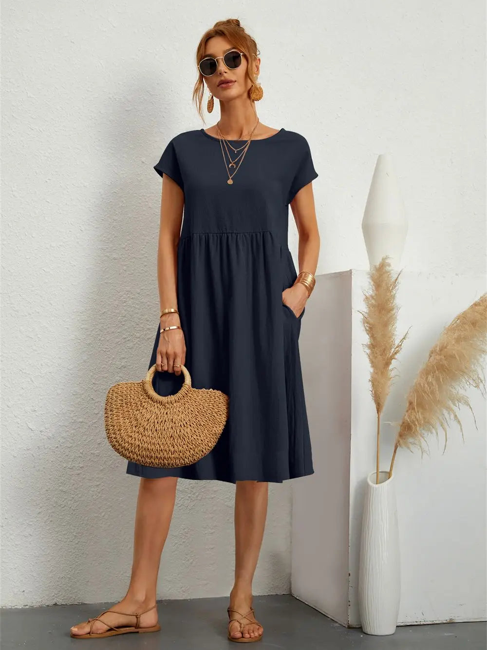 Vestido midi acampanado para mujer