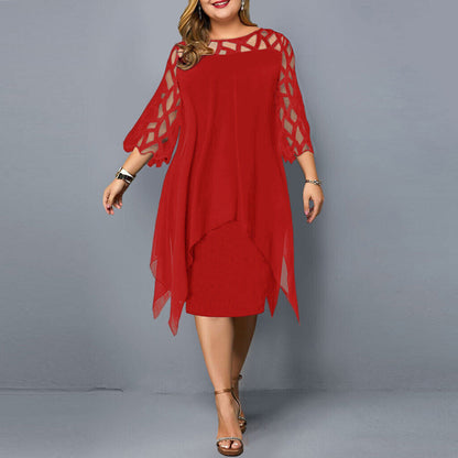 Vestido Midi Elegante de Talla Grande para Otoño