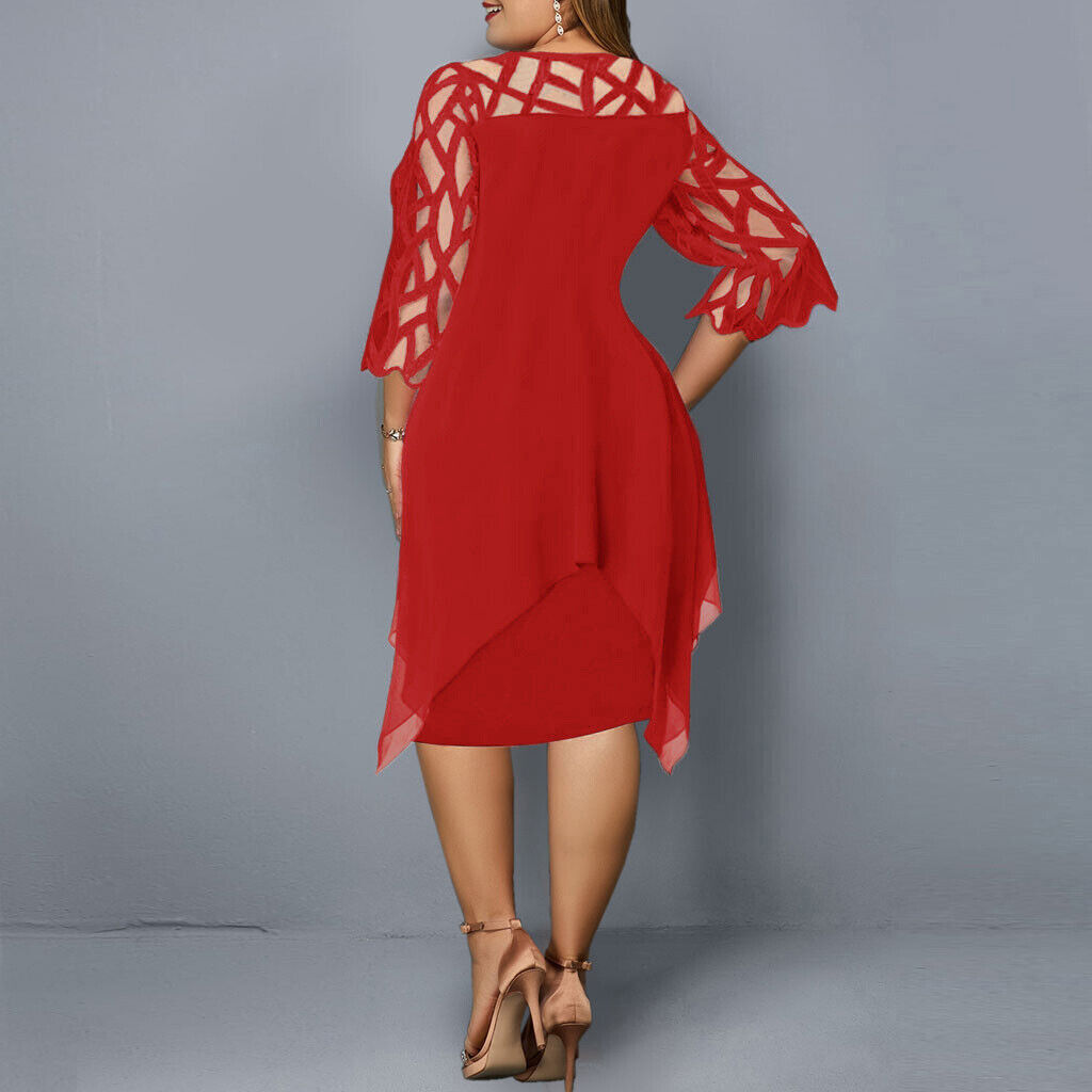 Vestido Midi Elegante de Talla Grande para Otoño