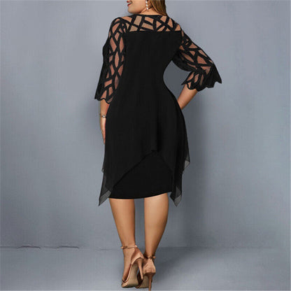 Vestido Midi Elegante de Talla Grande para Otoño