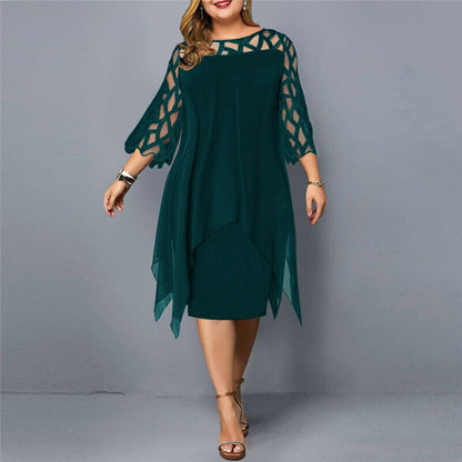 Vestido Midi Elegante de Talla Grande para Otoño