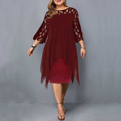 Vestido Midi Elegante de Talla Grande para Otoño