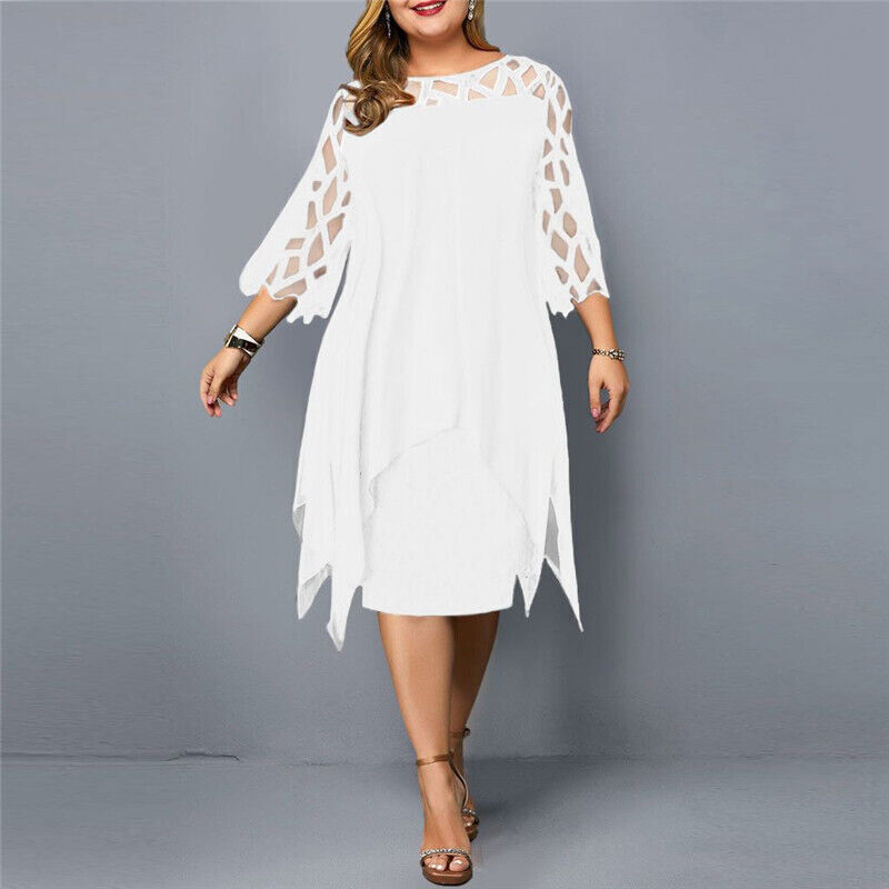 Vestido Midi Elegante de Talla Grande para Otoño