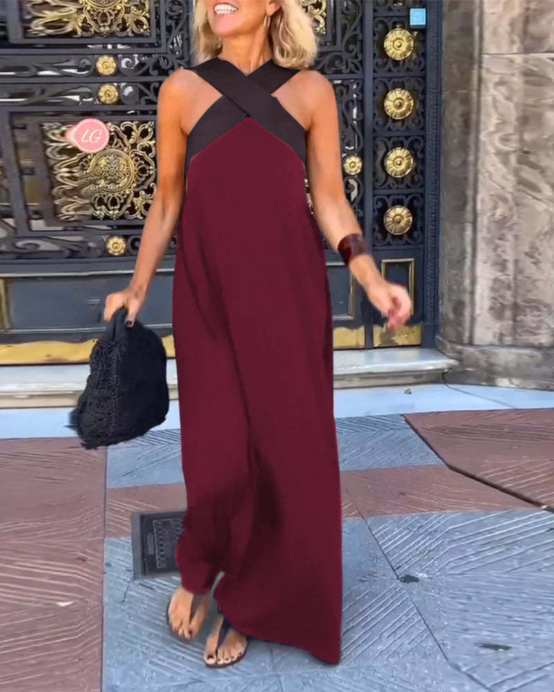 Vestido Sin Mangas con Cuello Halter Cruzado