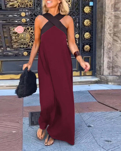 Vestido Sin Mangas con Cuello Halter Cruzado
