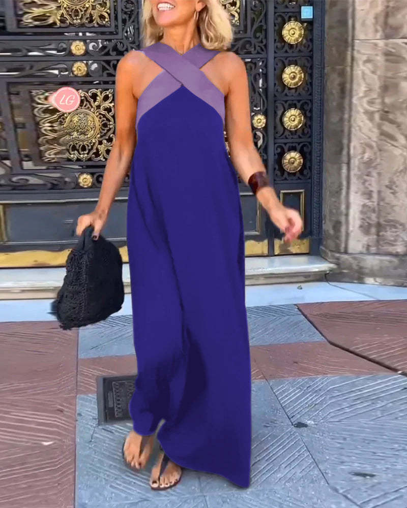 Vestido Sin Mangas con Cuello Halter Cruzado