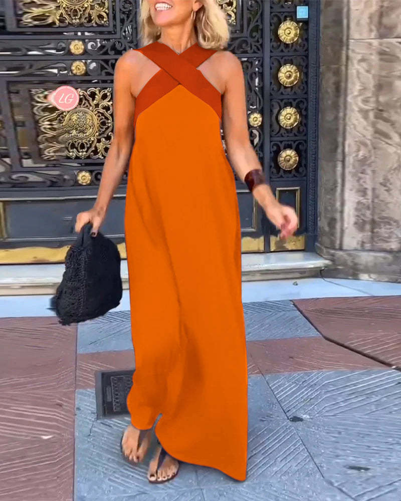 Vestido Sin Mangas con Cuello Halter Cruzado