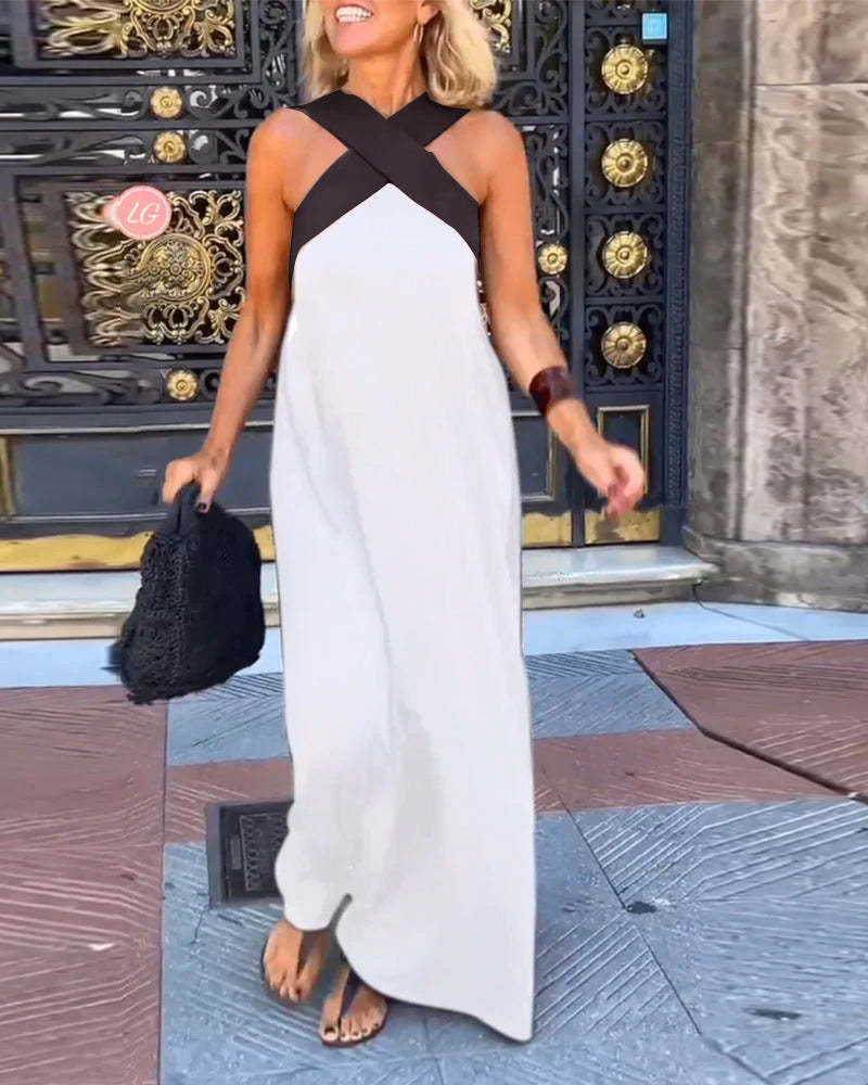 Vestido Sin Mangas con Cuello Halter Cruzado