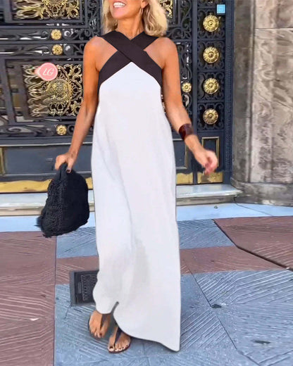 Vestido Sin Mangas con Cuello Halter Cruzado