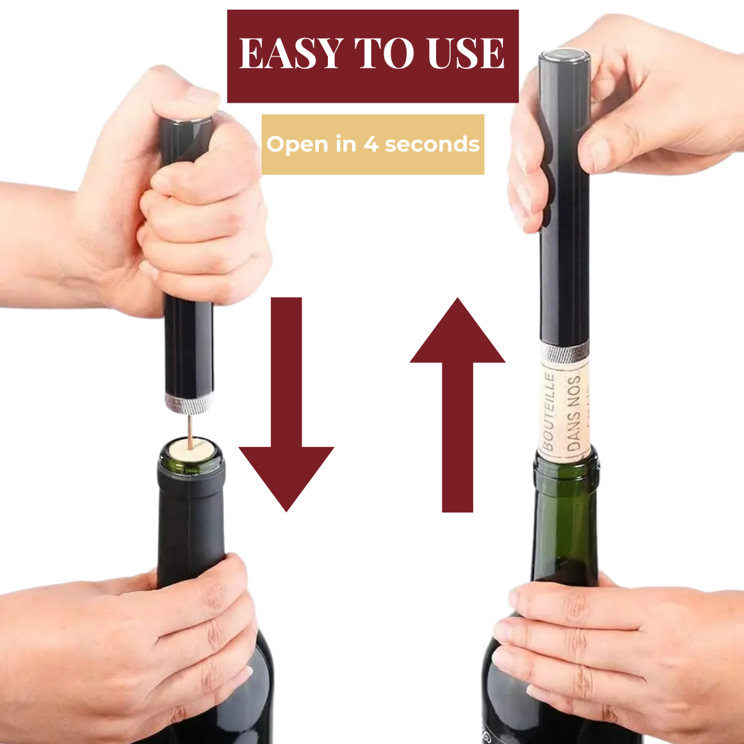 VierraSol | Abrebotellas de Vino WineLuxe con Presión de Aire – Acero Inoxidable y Diseño Ergonómico