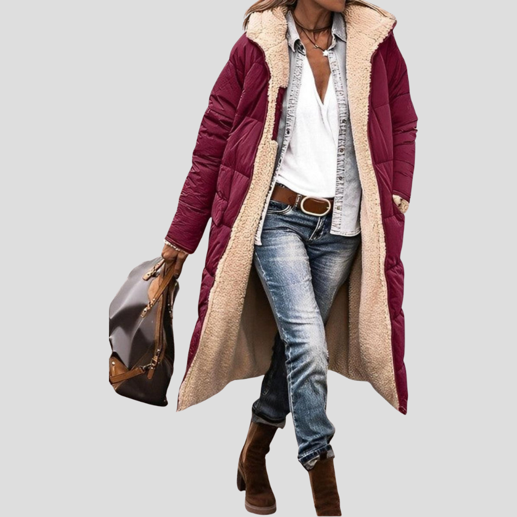 VierraSol | Abrigo Largo de Puffer para Mujer con Forro de Teddy