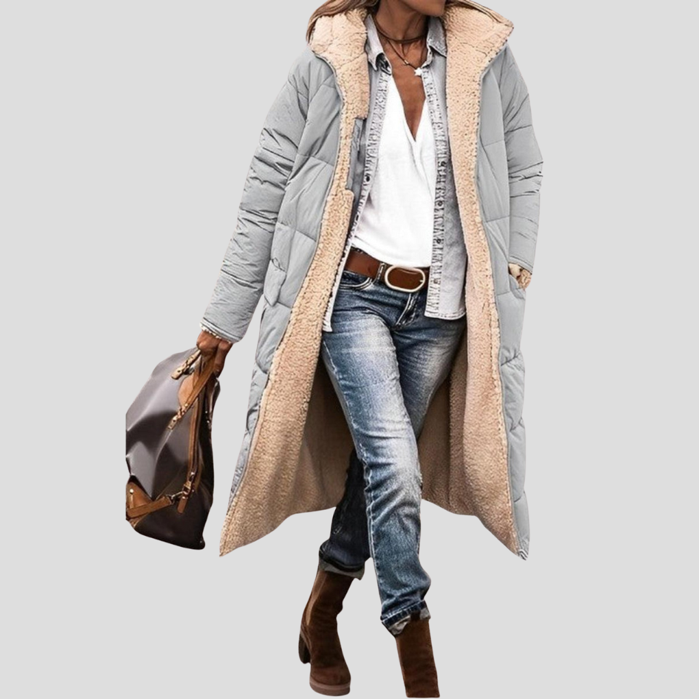 VierraSol | Abrigo Largo de Puffer para Mujer con Forro de Teddy