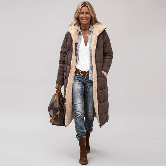 VierraSol | Abrigo Largo de Puffer para Mujer con Forro de Teddy