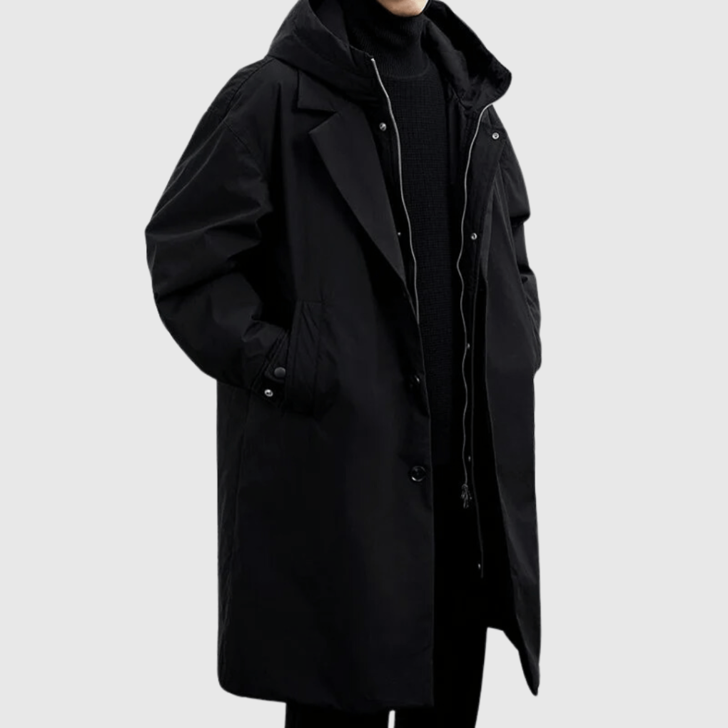 VierraSol | Abrigo Largo para Hombre con Capucha Desmontable