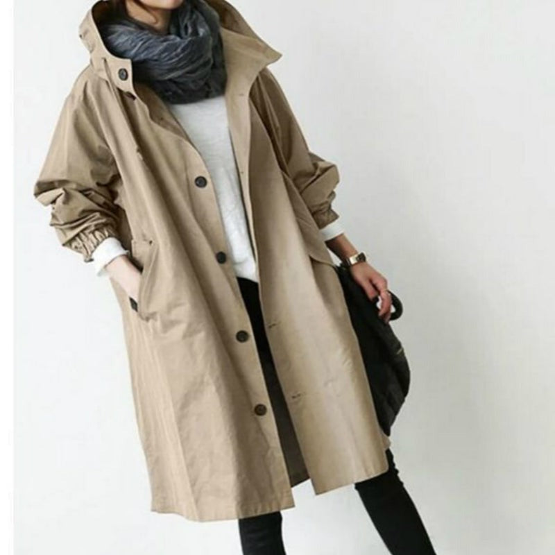 VierraSol | Abrigo Trench Impermeable para Mujer con Capucha