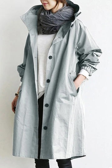 VierraSol | Abrigo Trench Impermeable y Cortaviento para Mujeres con Capucha