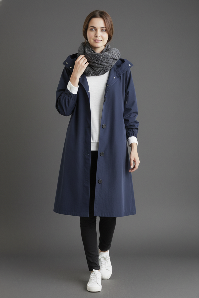 VierraSol | Abrigo Trench Impermeable y Cortaviento para Mujeres – Con Capucha para Otoño e Invierno