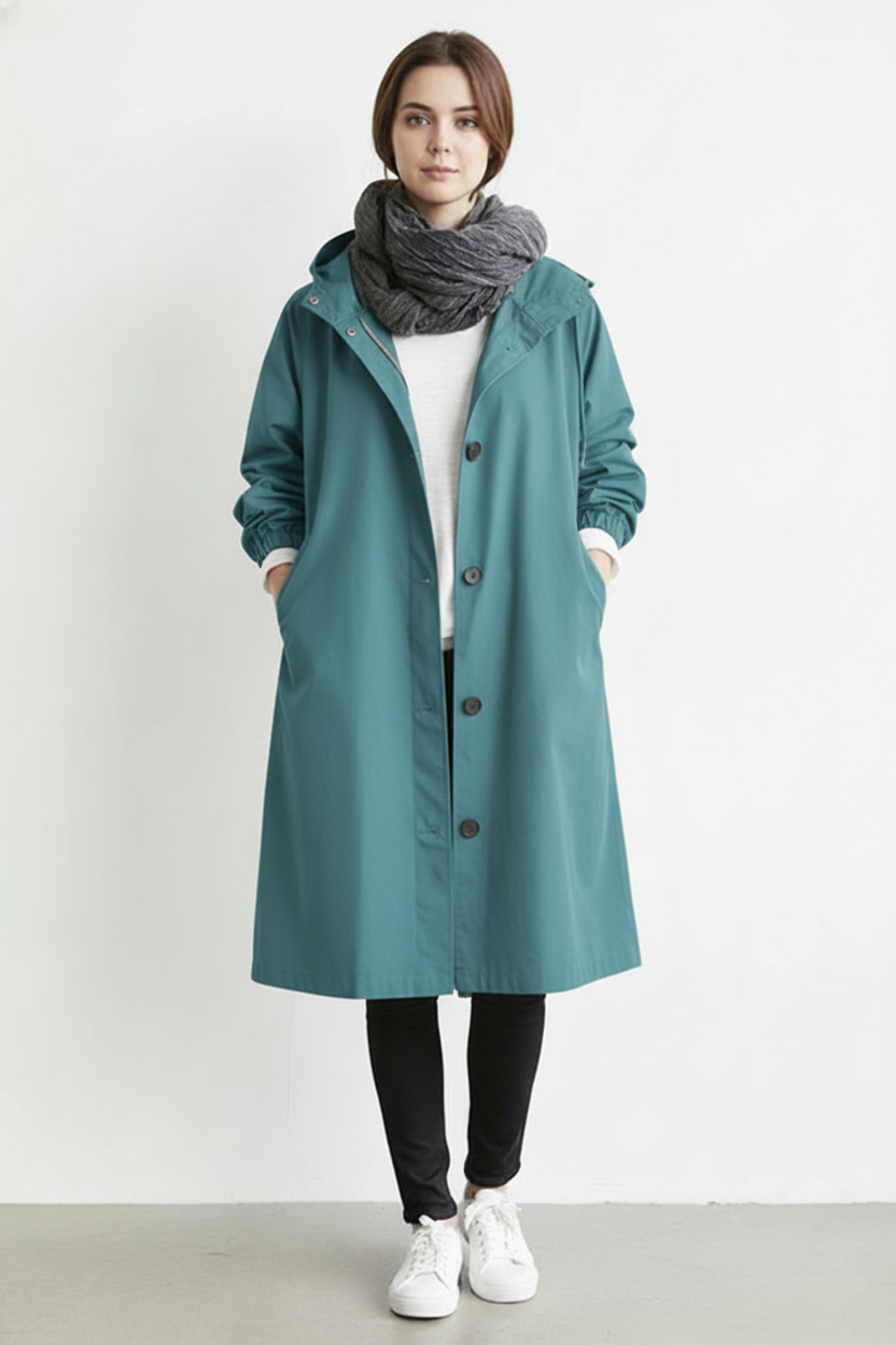 VierraSol | Abrigo Trench Impermeable y Cortaviento para Mujeres – Con Capucha para Otoño e Invierno