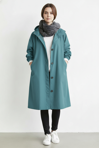 VierraSol | Abrigo Trench Impermeable y Cortaviento para Mujeres – Con Capucha para Otoño e Invierno