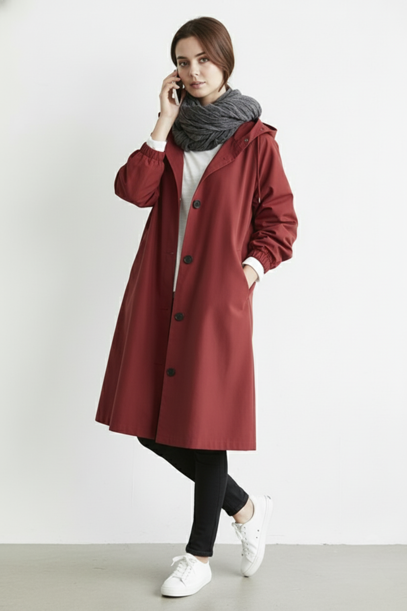 VierraSol | Abrigo Trench Impermeable y Cortaviento para Mujeres – Con Capucha para Otoño e Invierno