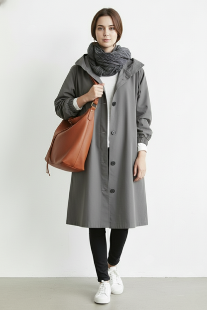 VierraSol | Abrigo Trench Impermeable y Cortaviento para Mujeres – Con Capucha para Otoño e Invierno