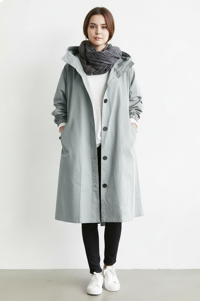 VierraSol | Abrigo Trench Impermeable y Cortaviento para Mujeres – Con Capucha para Otoño e Invierno