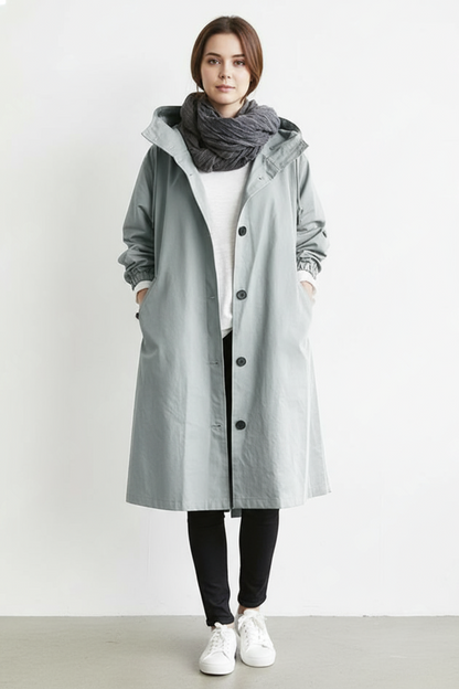 VierraSol | Abrigo Trench Impermeable y Cortaviento para Mujeres – Con Capucha para Otoño e Invierno
