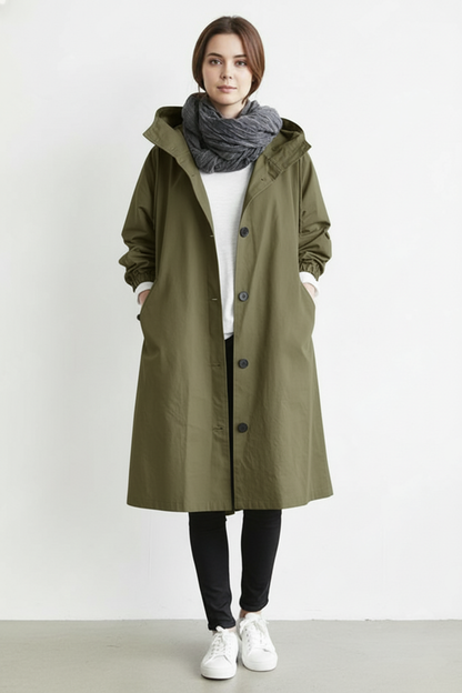 VierraSol | Abrigo Trench Impermeable y Cortaviento para Mujeres – Con Capucha para Otoño e Invierno
