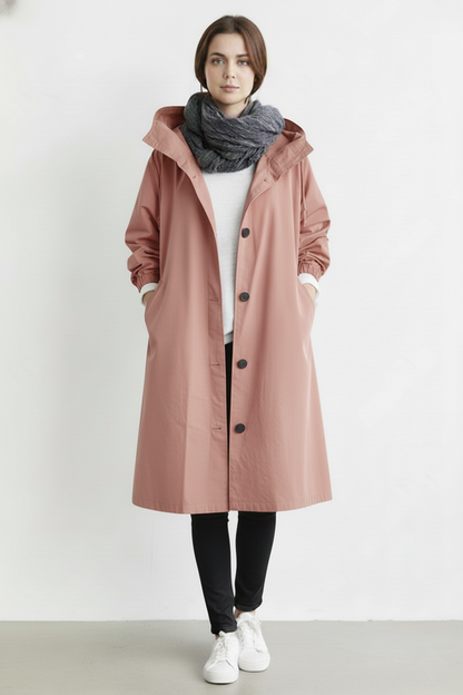VierraSol | Abrigo Trench Impermeable y Cortaviento para Mujeres – Con Capucha para Otoño e Invierno