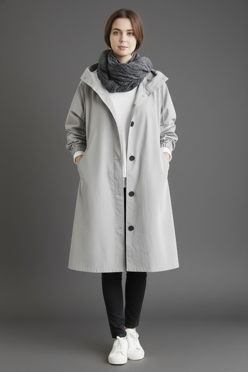 VierraSol | Abrigo Trench Impermeable y Cortaviento para Mujeres – Con Capucha para Otoño e Invierno