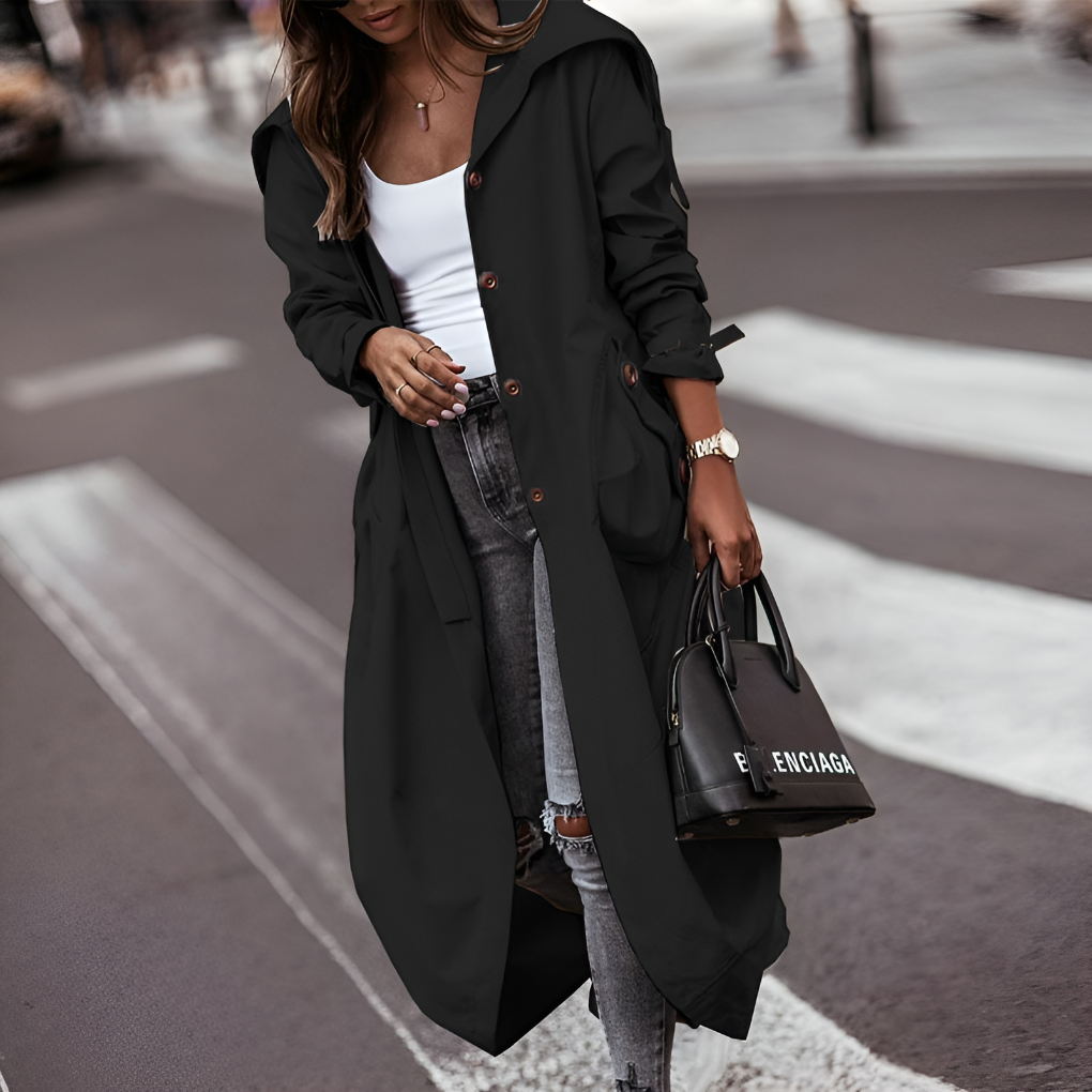 VierraSol | Abrigo Trench Largo para Mujer con Cinturón