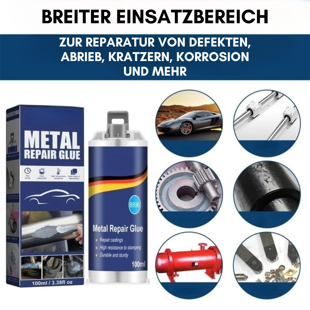 VierraSol | Adhesivo de Reparación de Metal de Alto Rendimiento | Adhesivo Industrial para Hierro Fundido, Acero y Aluminio | Resistente al Calor y al Agua | Kit de Reparación de Metal Líquido de 100ml | Plata
