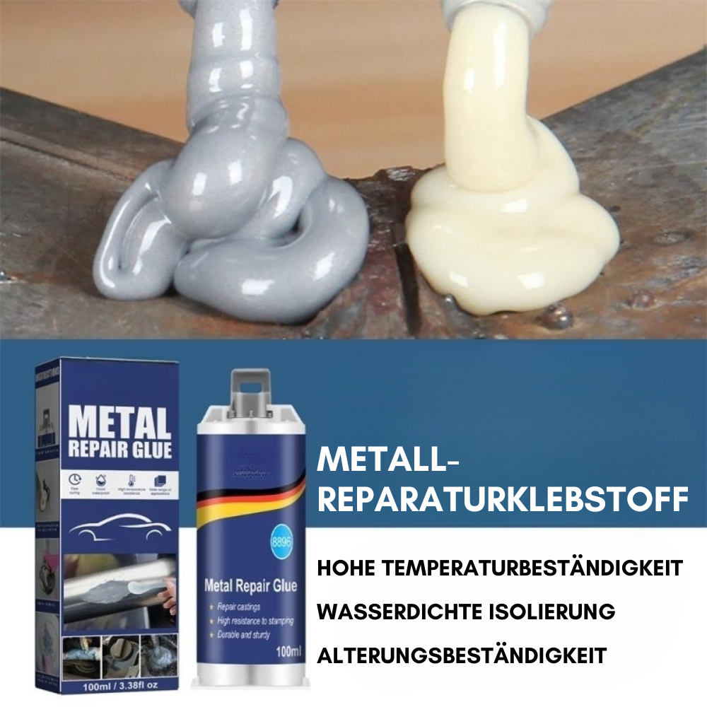 VierraSol | Adhesivo de Reparación de Metal de Alto Rendimiento | Adhesivo Industrial para Hierro Fundido, Acero y Aluminio | Resistente al Calor y al Agua | Kit de Reparación de Metal Líquido de 100ml | Plata
