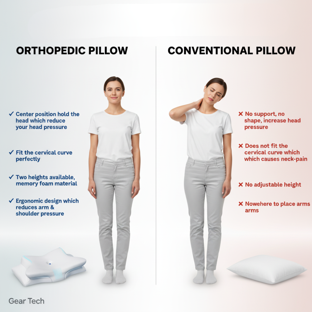 VierraSol | Almohada Antisnore | Soporte Ergonómico para Cuello y Cabeza | Blanca