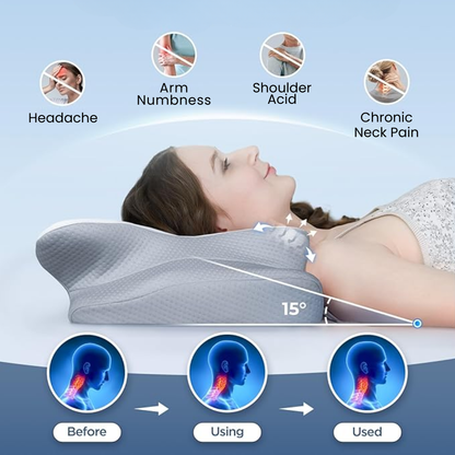 VierraSol | Almohada Antisnore | Soporte Ergonómico para Cuello y Cabeza | Blanca