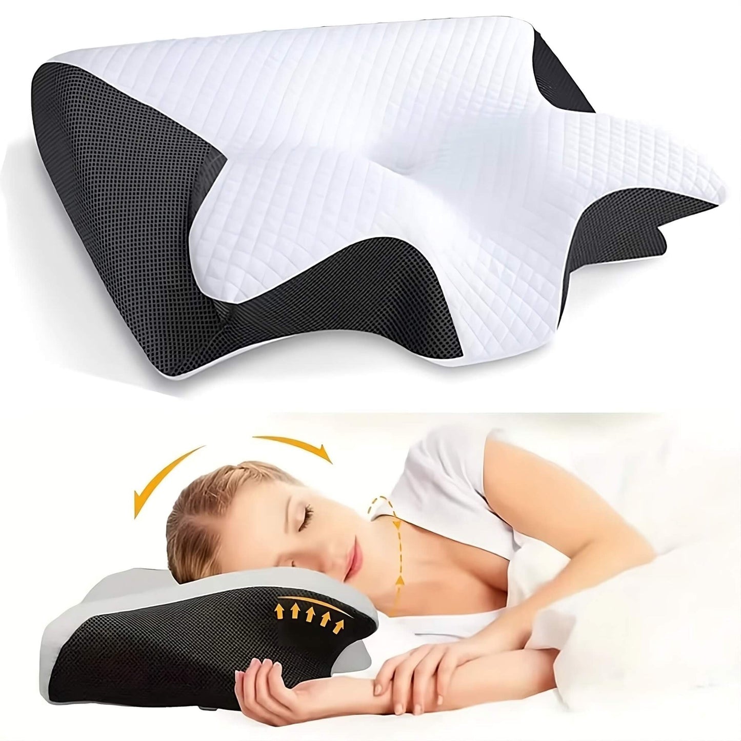 VierraSol | Almohada Ortopédica | Soporte Ergonómico para Cuello y Espalda | Espuma Viscoelástica