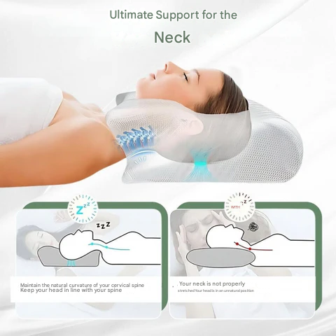 VierraSol | Almohada Ortopédica | Soporte Ergonómico para Cuello y Espalda | Espuma Viscoelástica