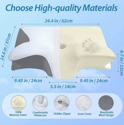 VierraSol | Almohada para Apnea del Sueño y Alivio de Ronquidos – Almohada Ergonómica de Espuma Viscoelástica Antironquidos para Mejorar la Respiración y Soporte para un Sueño Profundo