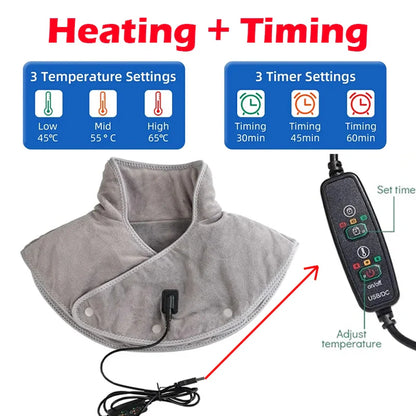 VierraSol | Almohadilla Térmica USB para Cuello y Hombros con Vibración
