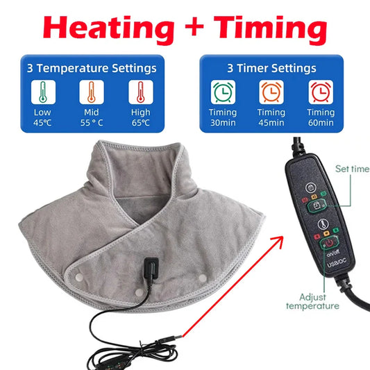 VierraSol | Almohadilla Térmica USB para Cuello y Hombros con Vibración