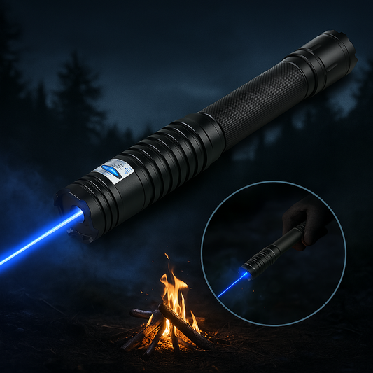 VierraSol | Antorcha Láser de Haz Azul | Salida Óptica de Alta Intensidad de 450nm | Alcance Táctico de 5000m+ | Chasis de Aluminio con Enfoque Ajustable | Linterna Capaz de Ignición Térmica
