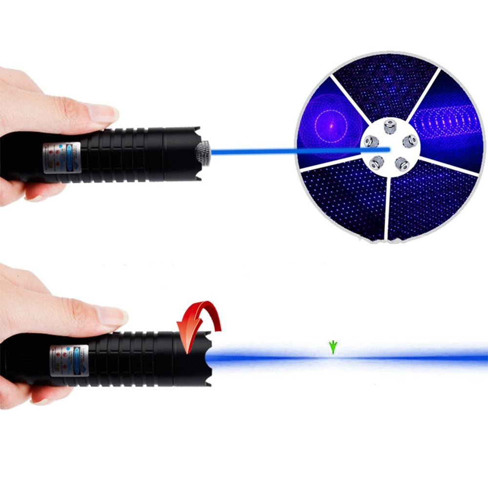 VierraSol | Antorcha Láser de Haz Azul | Salida Óptica de Alta Intensidad de 450nm | Alcance Táctico de 5000m+ | Chasis de Aluminio con Enfoque Ajustable | Linterna Capaz de Ignición Térmica