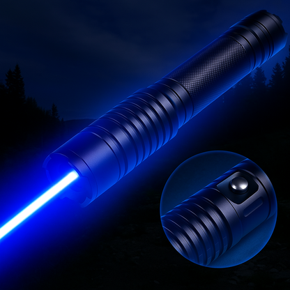 VierraSol | Antorcha Láser de Haz Azul | Salida Óptica de Alta Intensidad de 450nm | Alcance Táctico de 5000m+ | Chasis de Aluminio con Enfoque Ajustable | Linterna Capaz de Ignición Térmica