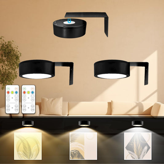 VierraSol | Arixinks 3Pack Iluminación de Imágenes a Batería con Control Remoto, Iluminación para Pinturas con 3 Colores de Luz y Regulable, Exhibición de Arte LED