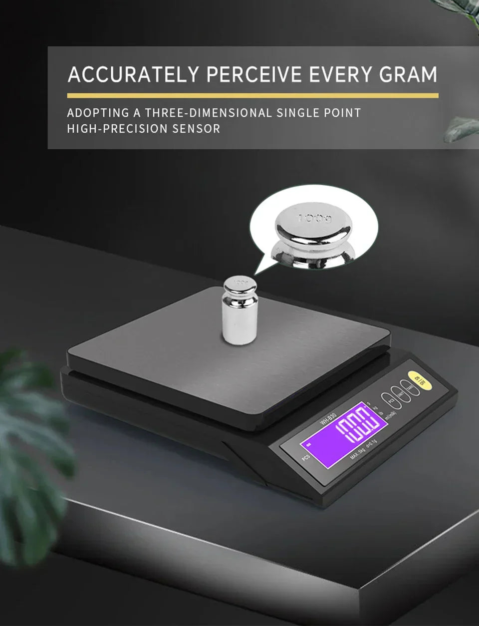 VierraSol | Balanza de cocina electrónica digital de 5 kg/0.1 g y 10 kg/1 g, pantalla LCD, herramienta de acero inoxidable completamente impermeable para hornear