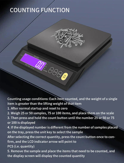 VierraSol | Balanza de cocina electrónica digital de 5 kg/0.1 g y 10 kg/1 g, pantalla LCD, herramienta de acero inoxidable completamente impermeable para hornear
