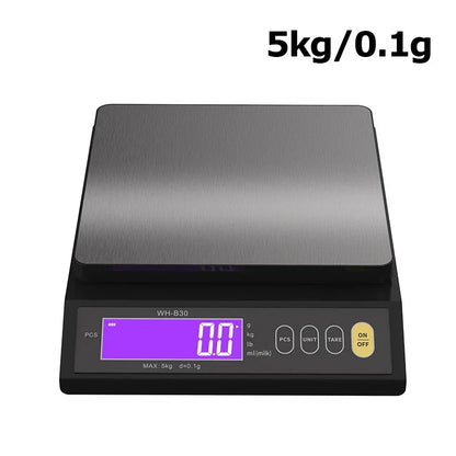 VierraSol | Balanza de cocina electrónica digital de 5 kg/0.1 g y 10 kg/1 g, pantalla LCD, herramienta de acero inoxidable completamente impermeable para hornear