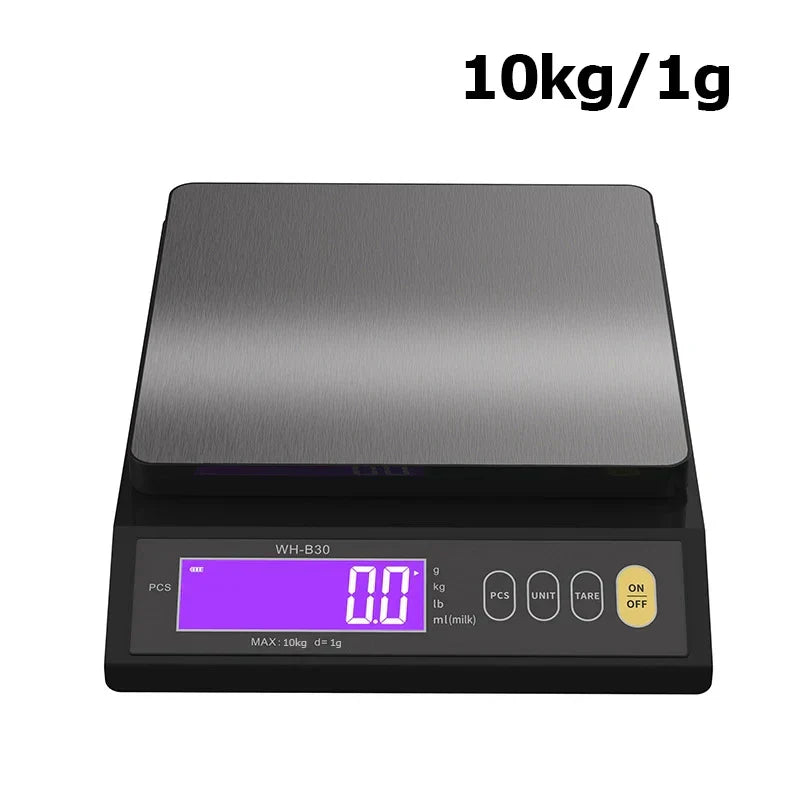 VierraSol | Balanza de cocina electrónica digital de 5 kg/0.1 g y 10 kg/1 g, pantalla LCD, herramienta de acero inoxidable completamente impermeable para hornear