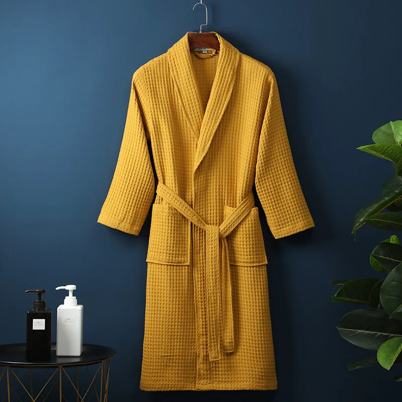 VierraSol | Bata de baño Premium CozyCotton hecha de algodón | Suave y transpirable | Perfecta para hombres y mujeres | Con bolsillos